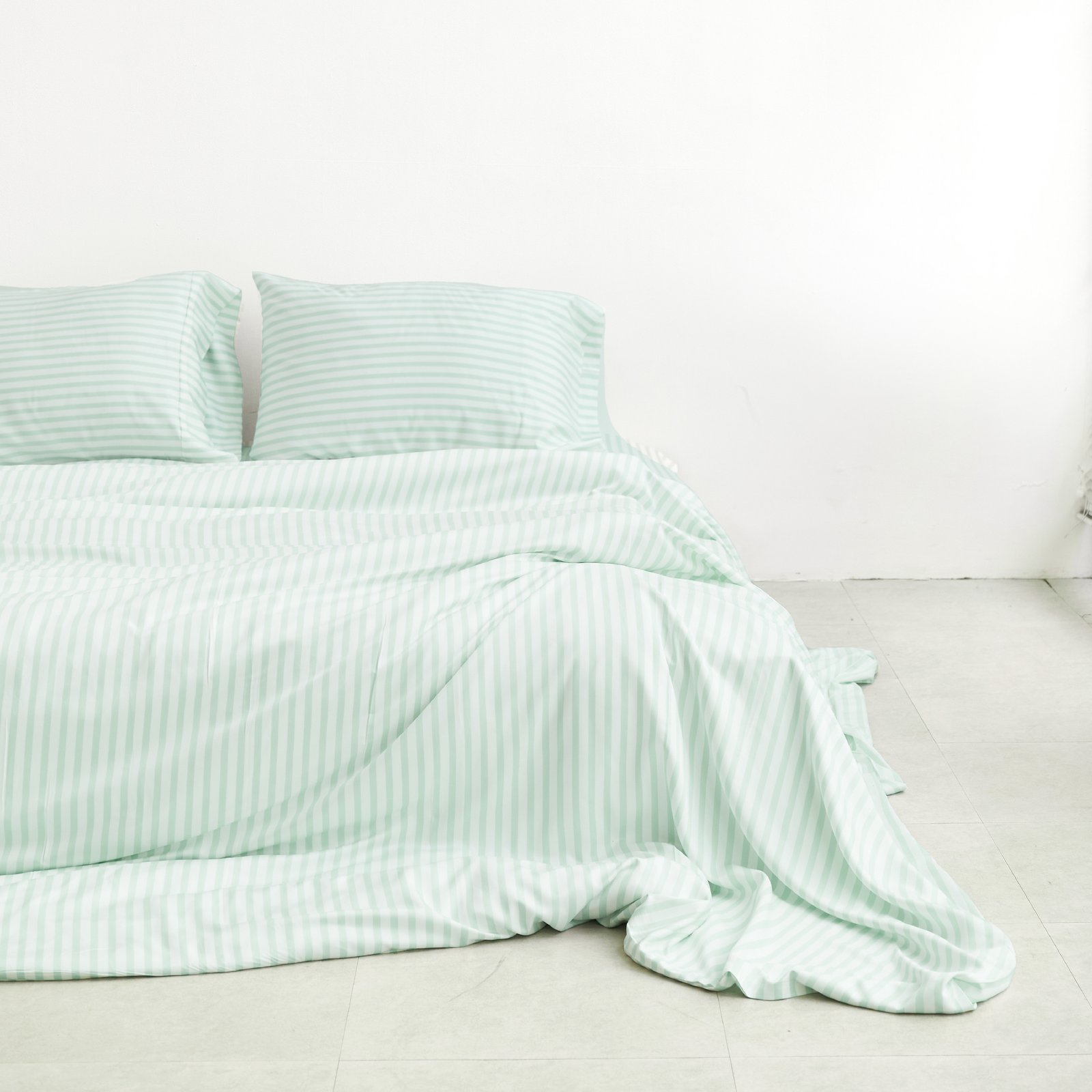 Organic Bamboo Bedding - Mint Stripe