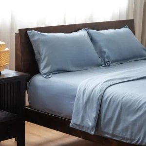 King Bedding Set Tencel Steel Blue