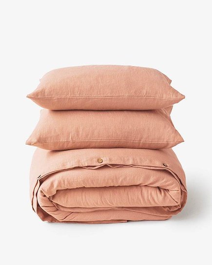 King Bedding Set Washed Cotton Peach - Image 3