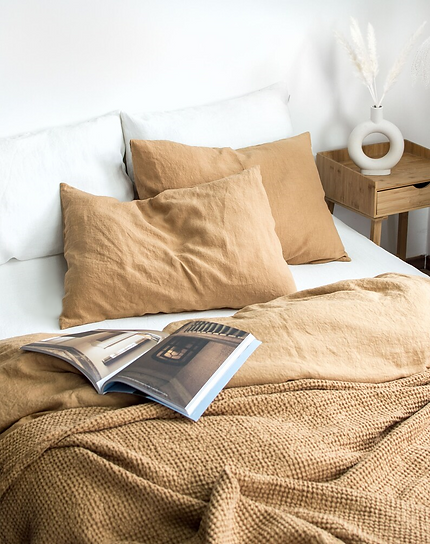 King Bedding Set Washed Cotton Light Brown - Image 2