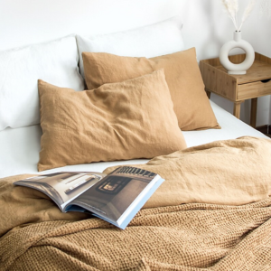 King Plus Bedding Set Washed Cotton Light Brown