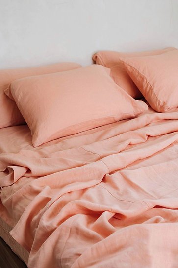 King Bedding Set Washed Cotton Peach