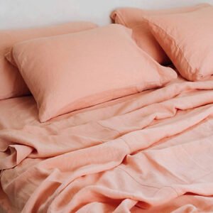 Queen Bedding Set Washed Cotton Peach