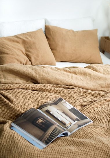 King Bedding Set Washed Cotton Light Brown