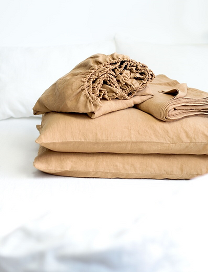 King Bedding Set Washed Cotton Light Brown - Image 4