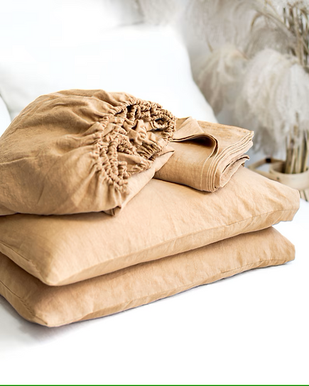 King Plus Bedding Set Washed Cotton Light Brown - Image 3
