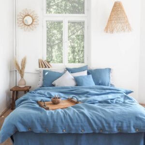 Twin Bedding Set Dusty Blue Premium Linen