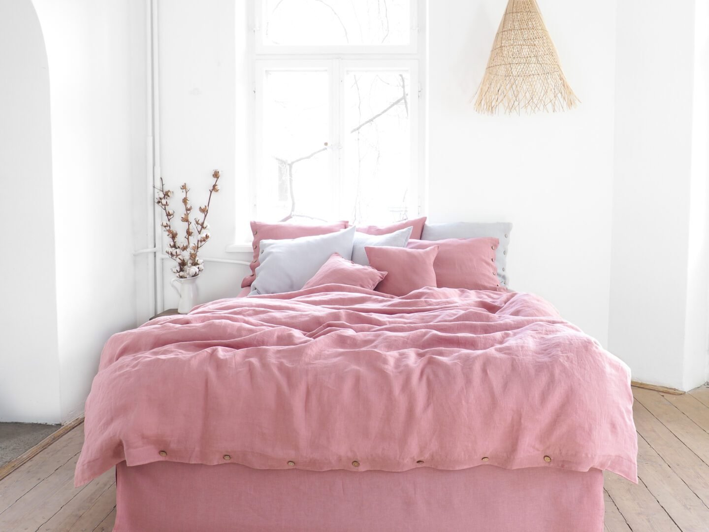 King Plus Bedding Set Dusty Rose Premium Linen