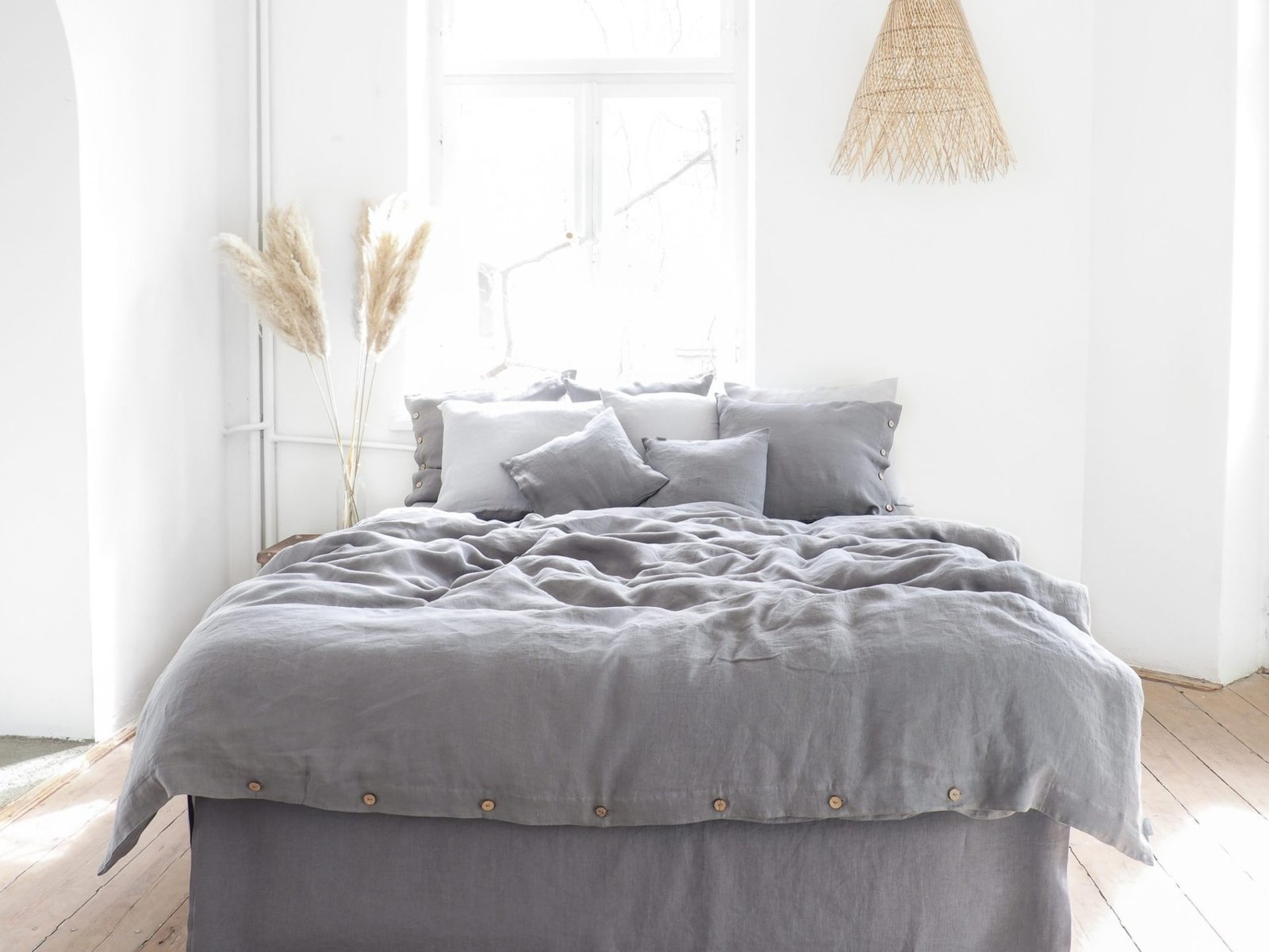 King Bedding Set True Gray Premium Linen