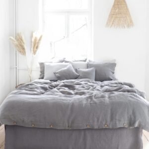 Super King Bedding Set True Gray Premium Linen