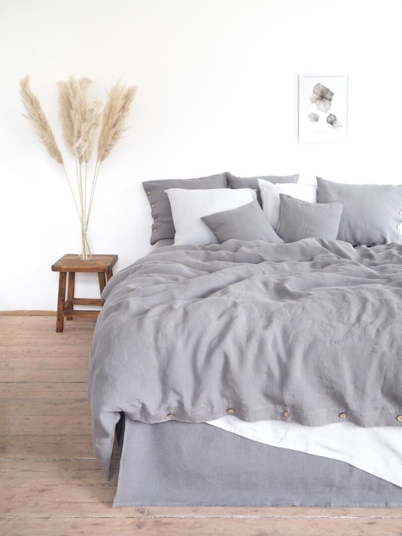 Twin Bedding Set True Gray Premium Linen - Image 3