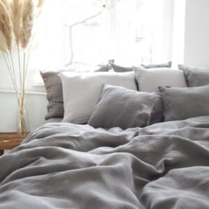 Twin Bedding Set True Gray Premium Linen