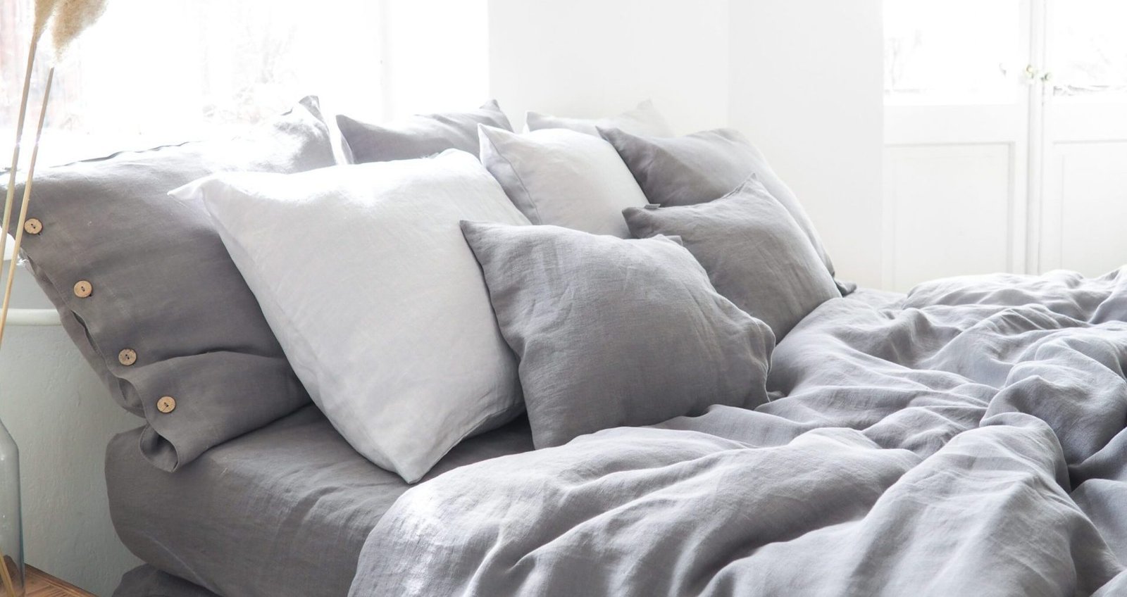 Twin Bedding Set True Gray Premium Linen - Image 4