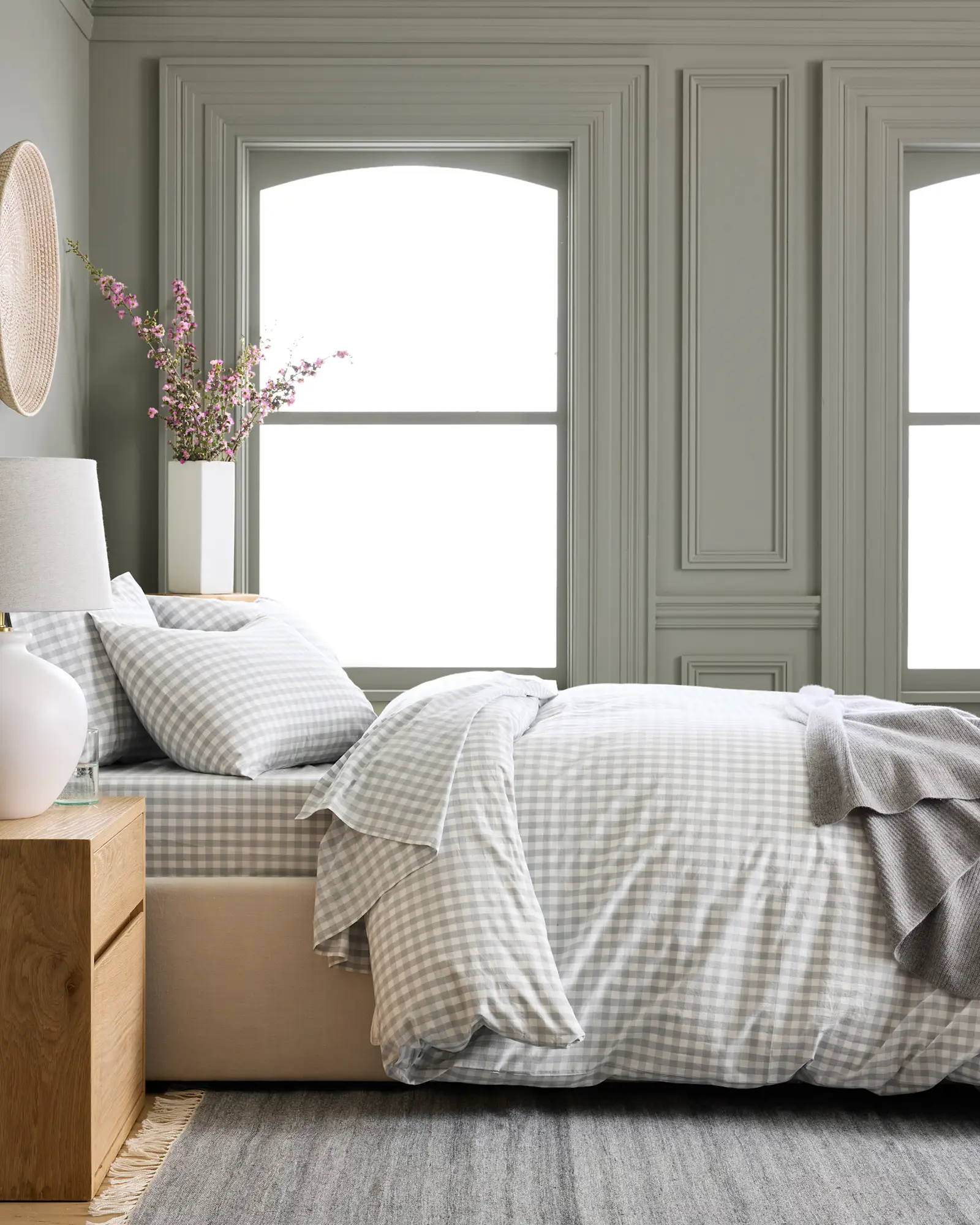 King Plus Bedding Set Washed Cotton BlueGingham - Image 3