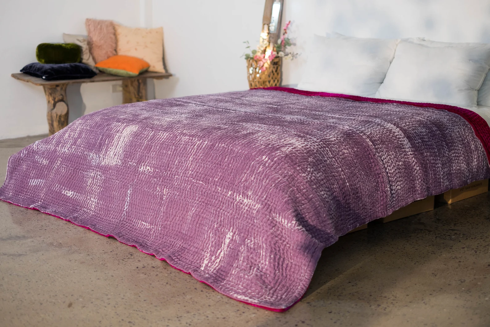 Berry & Lavender Reversible Velvet Quilt | King