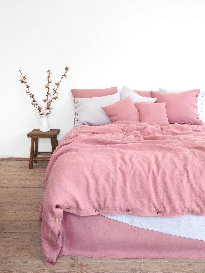 King Plus Bedding Set Dusty Rose Premium Linen - Image 3